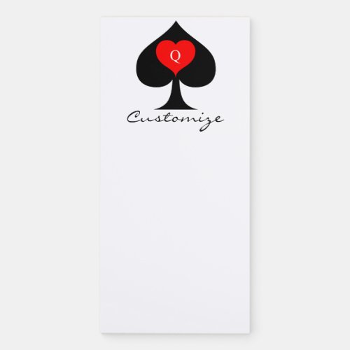 Black Queen of Spades Red Heart Thunder_Cove Magnetic Notepad