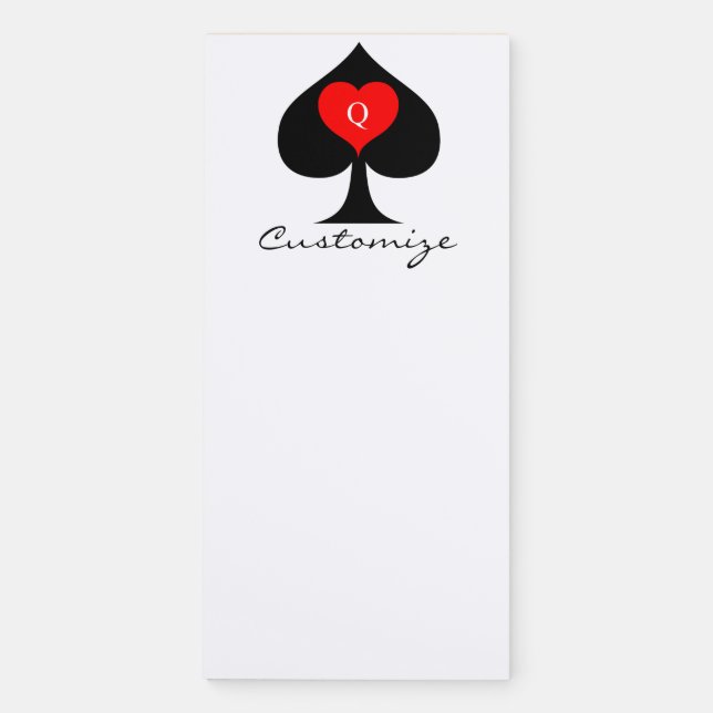 Black Queen of Spades Red Heart Thunder_Cove Magnetic Notepad (Front)