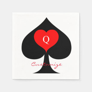 Black Queen of Spades Red Heart Thunder_Cove Napkins
