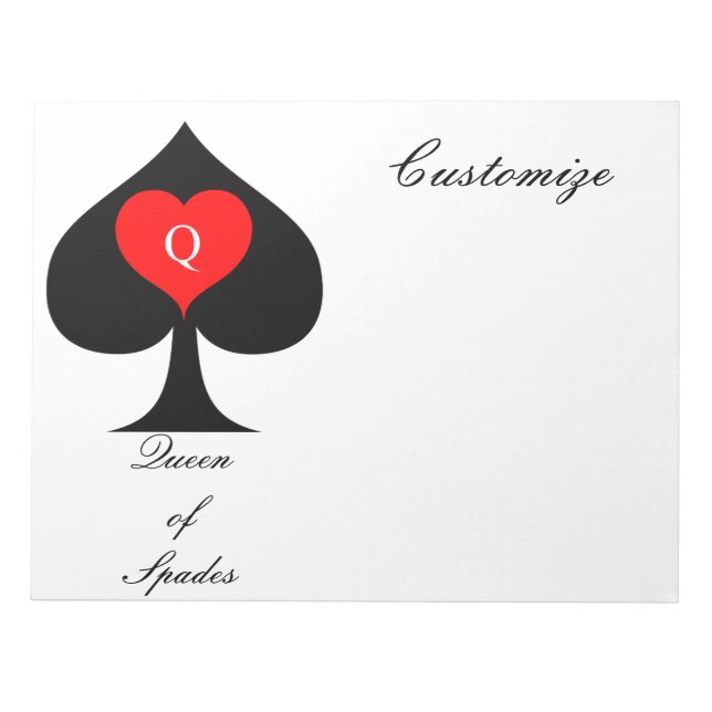 Black Queen of Spades Red Heart Thunder_Cove  Notepad (Front)