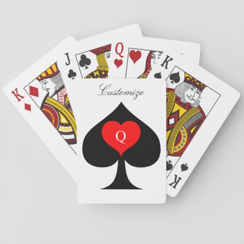 Black Queen of Spades Red Heart Thunder_Cove Poker Cards
