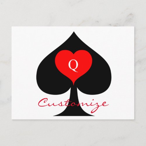 Black Queen of Spades Red Heart Thunder_Cove Postcard
