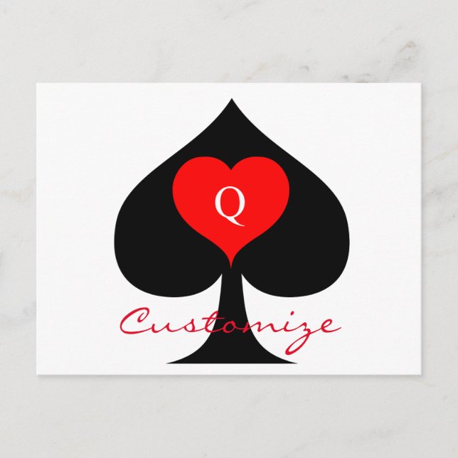 Black Queen of Spades Red Heart Thunder_Cove Postcard (Front)