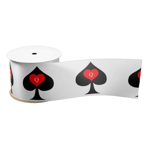 Black Queen of Spades Red Heart Thunder_Cove Satin Ribbon