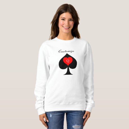 Black queen of spades  Red Heart Thunder_Cove Sweatshirt