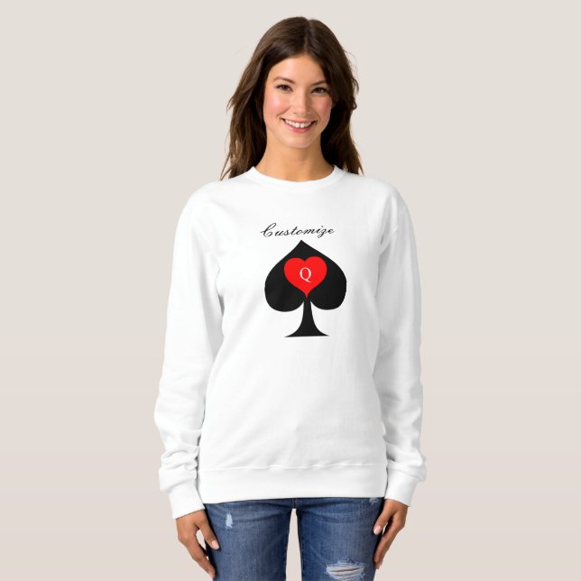 Black queen of spades  Red Heart Thunder_Cove Sweatshirt (Front Full)