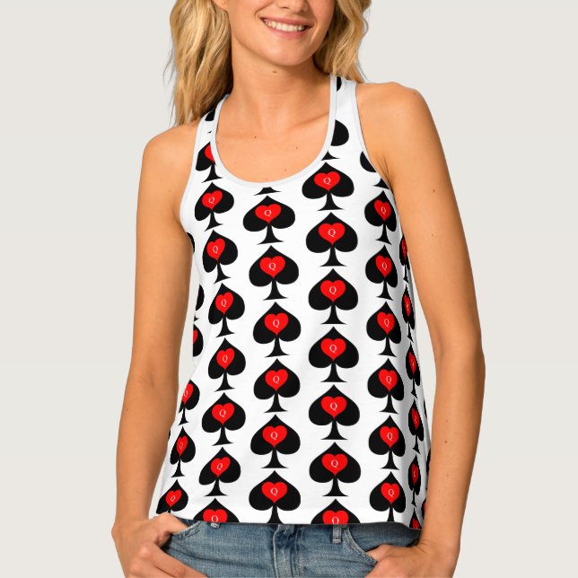 Black Queen of Spades Red Heart Thunder_Cove  Tank Top (Front)