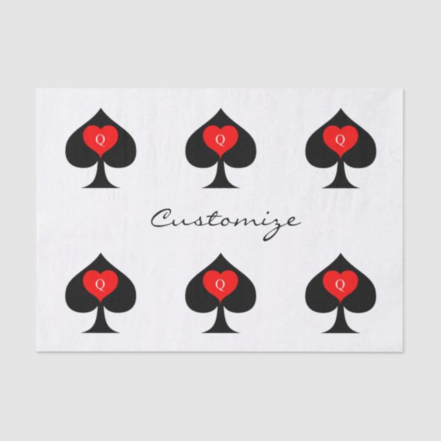 Black Queen of Spades Red Heart Thunder_Cove Tissue Paper (Front)