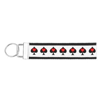 Black Queen Of Spades Red Heart Thunder_cove Wrist Keychain by Thunder_Cove at Zazzle