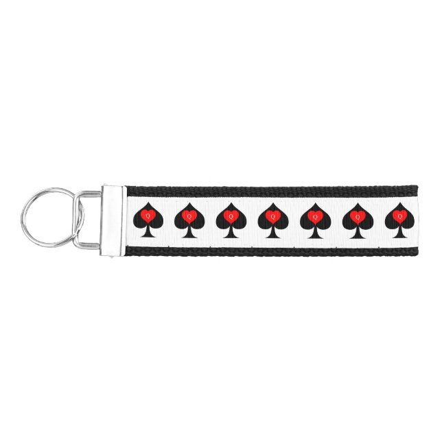 Black Queen of Spades Red Heart Thunder_Cove Wrist Keychain (Keys on Left)