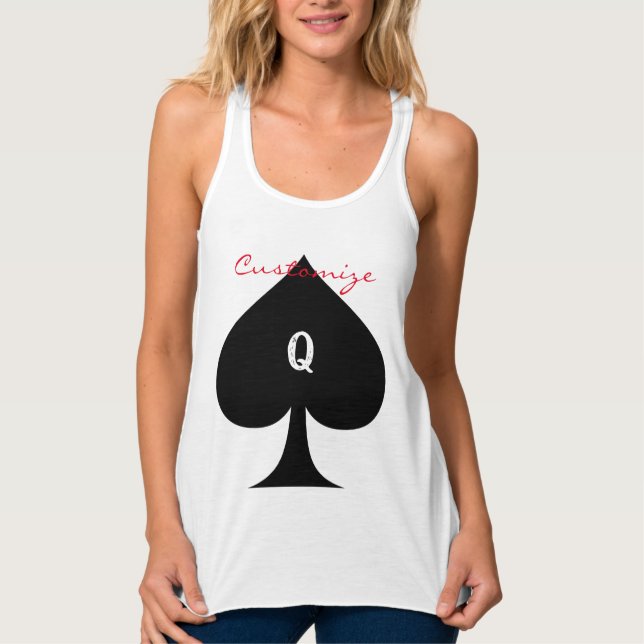 Black queen of spades symbol Thunder_Cove   Tank Top (Front)
