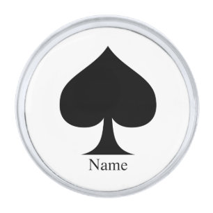 Black Queen of Spades Thunder_Cove Silver Finish Lapel Pin