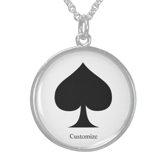 Black Queen of Spades Thunder_Cove Sterling Silver Necklace (Front)
