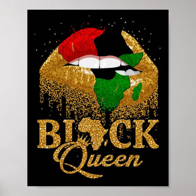 Black Queen Pan African Flag Colors Biting Lips Poster (Front)