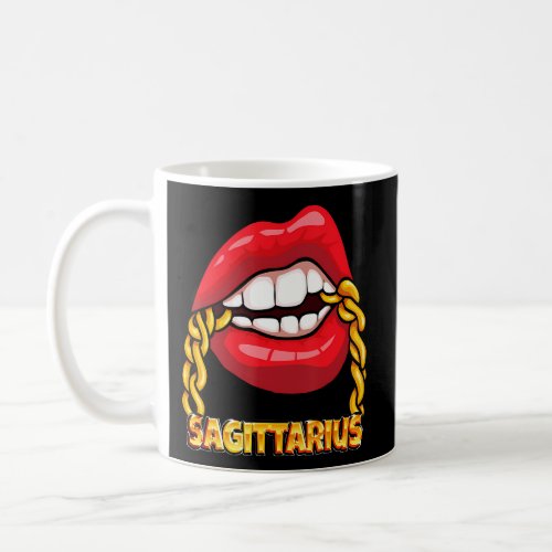 Black Queen Red Lips Chain Sagittarius Zodiac Sign Coffee Mug