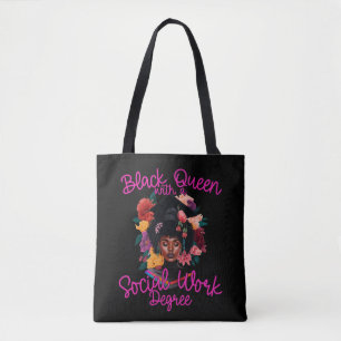 Black Queen Social Work Worker Degree Graduation Tote Bag