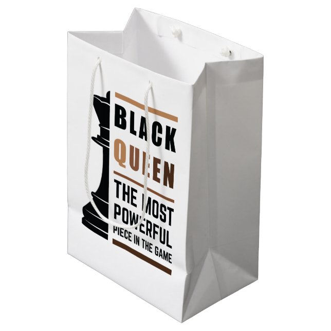 Black Queen The Most Powerful Piece In The Game 2 Medium Gift Bag (Front Angled)