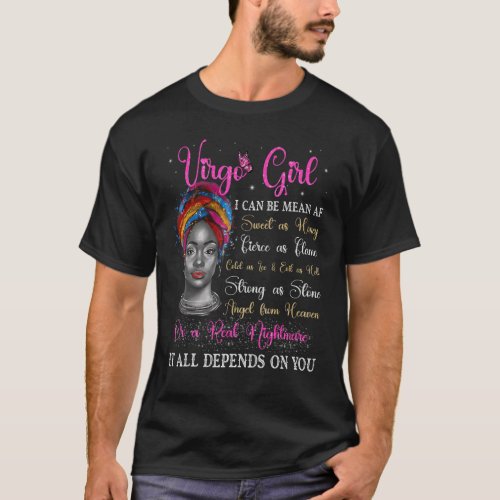 Black Queen Vigro Girl Zodiac Birthday Afro Natura T_Shirt