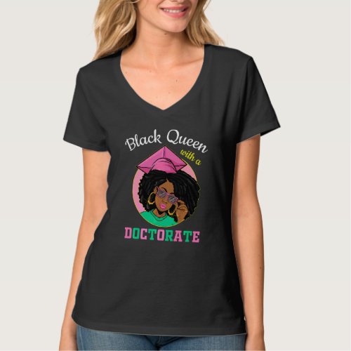 Black Queen With A Doctorate Degree Pink  Green G T_Shirt