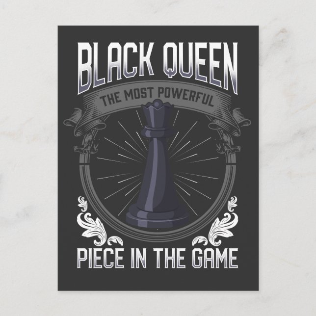 Black Queen Woman Powerful Girl Chess Piece Postcard (Front)