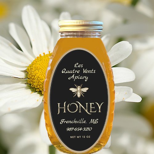 Black Queenline Honey Label Heraldic Bee