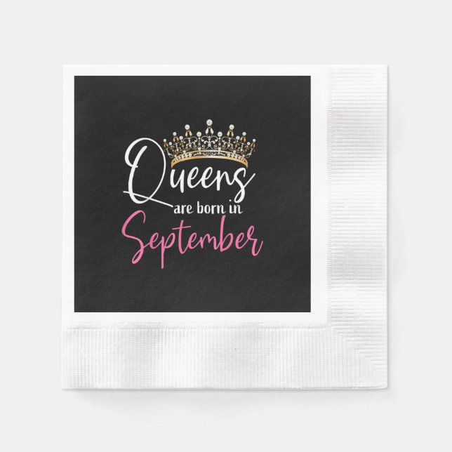 Black Queens are Born in September Women Birthday Napkins (Front)