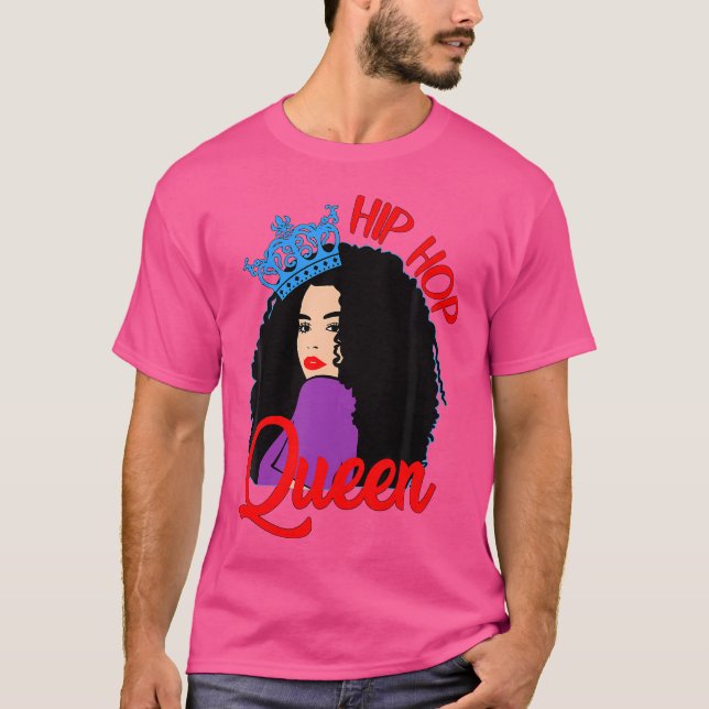 Black Queens Cute Crown Celebrate Curly Hair Hip H T-Shirt (Front)
