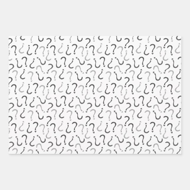 Black question mark seamless pattern wrapping paper sheets (Front)