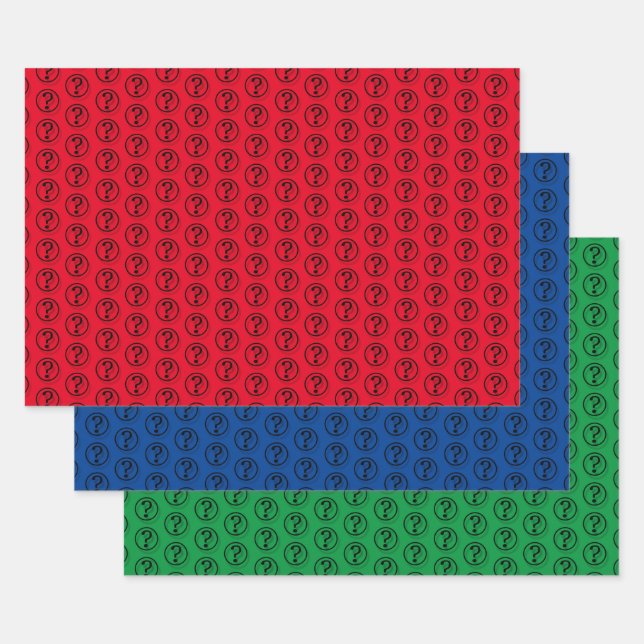Black Question Marks Pattern 3D Wrapping Paper Sheets (Set)