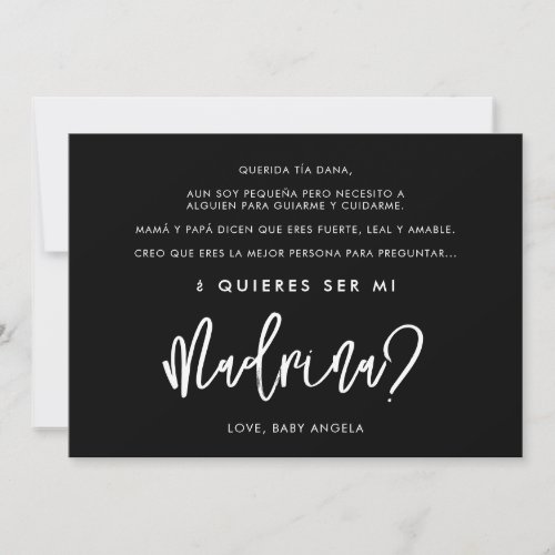 Black Quieres ser mi madrina Godmother card