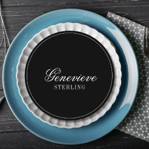 Black Quiet Formal Round Wedding Guest Place Program