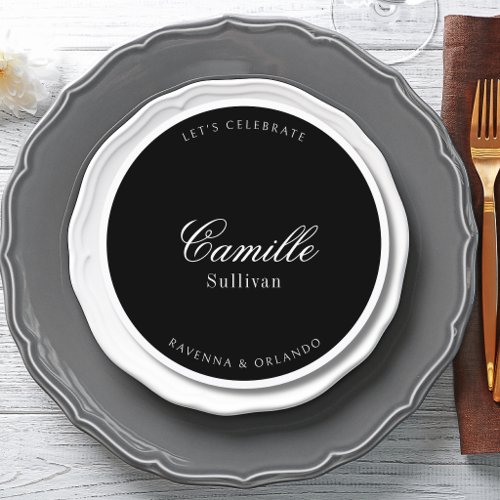 Black Quiet Formal Round Wedding Guest Place Program
