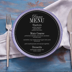 Black Quiet Formal Round Wedding Menu Card