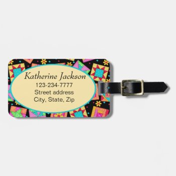 Black Quilt Block Luggage Or Sewing Machine Tag by phyllisdobbs at Zazzle