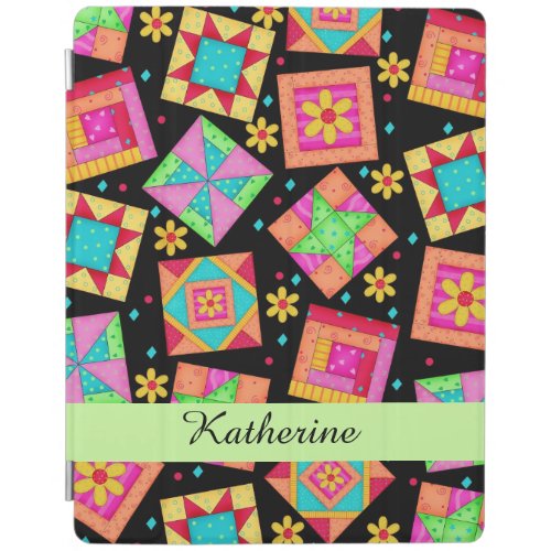 Black Quilt Patchwork Block Name Personalized iPad Smart Cover