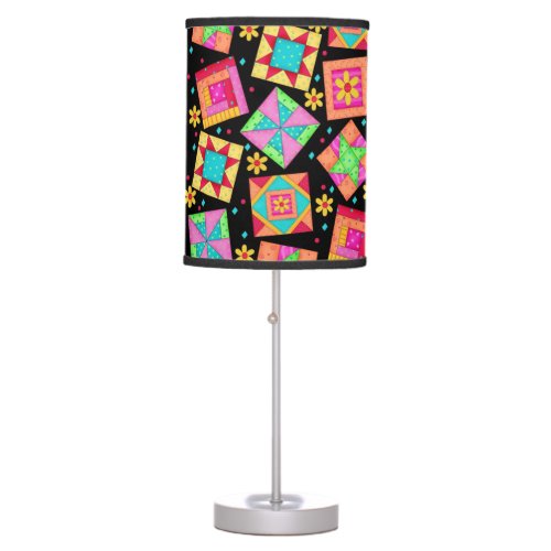Black Quilt Patchwork Blocks Decorative Lighting Table Lamp