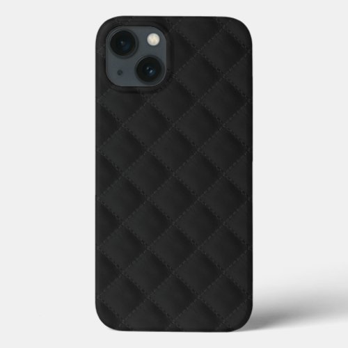 Black Quilted Leather iPhone 13 Case