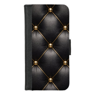 Black Quilted Leather & Gold Studs Phone Case