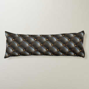 Black Quilted Leather Pattern Body Pillow