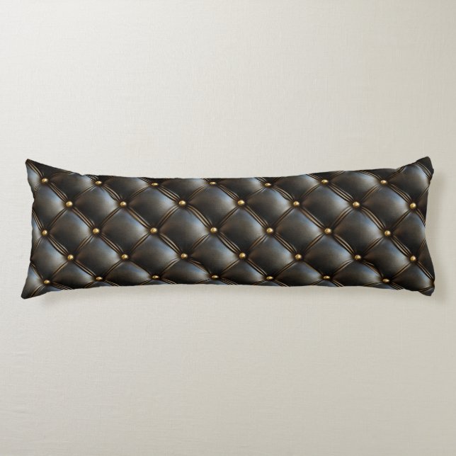 Black Quilted Leather Pattern Body Pillow (Front)