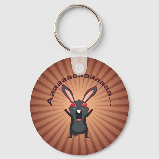 Black rabbit screaming keychain (Front)