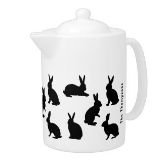 Black Rabbit Shapes With Custom Name Easter Teapot