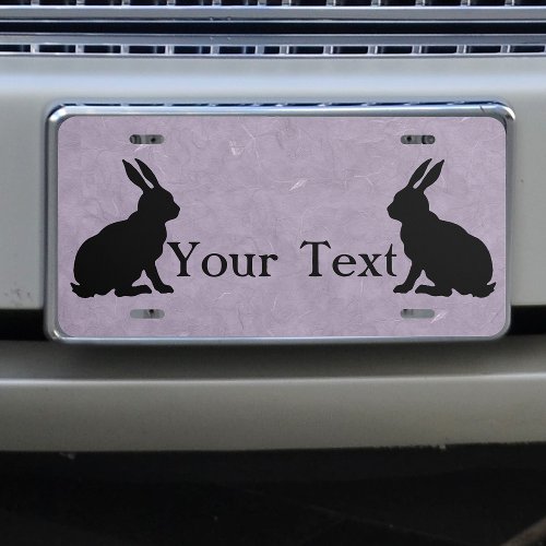 Black Rabbit Silhouette Easter Bunny License Plate