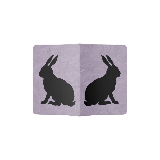 Black Rabbit Silhouette Easter Bunny Passport Holder (Opened)
