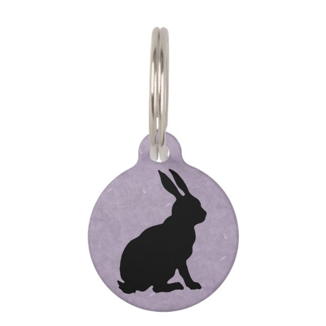 Black Rabbit Silhouette Easter Bunny Pet ID Tag (Front)