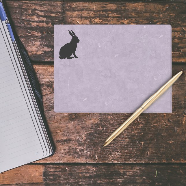 Black Rabbit Silhouette Easter Bunny Post-it Notes (Black rabbit in silhouette on marbled pretty purple post it notes.)