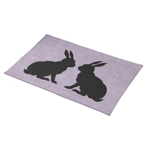 Black Rabbit Silhouette Easter Bunny Purple Placemat