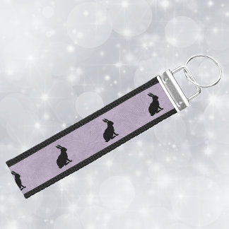 Black Rabbit Silhouette Easter Bunny Wrist Keychain