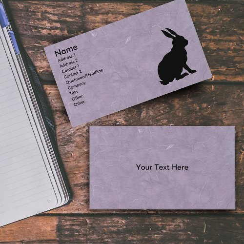 Black Rabbit Silhouette Marbled Purple Business Card Template