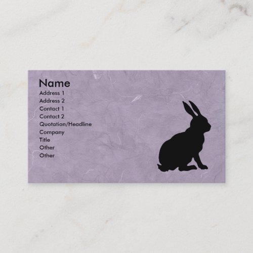 Black Rabbit Silhouette Marbled Purple Business Card
